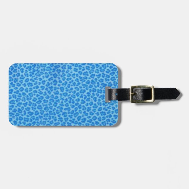 Custom Blue Leopard Print Luggage Tag Gepäckanhänger (Vorderseite horizontal)