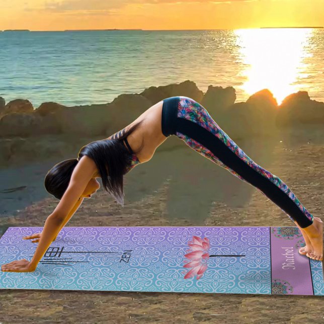 Custom Blue Lila Mandala Muster Lotus Zen Kanji Yogamatte (Von Creator hochgeladen)