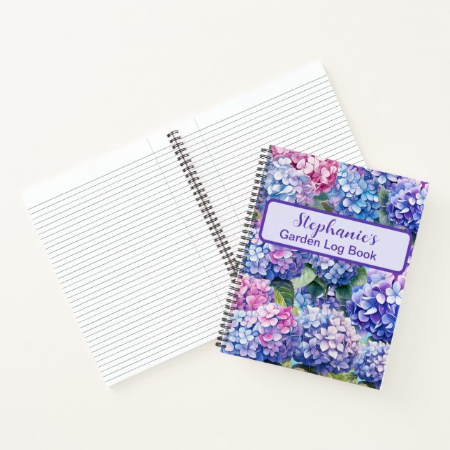 Custom Blue Lila Pink Hydrangea Muster Notebook Notizbuch (Innenseite)