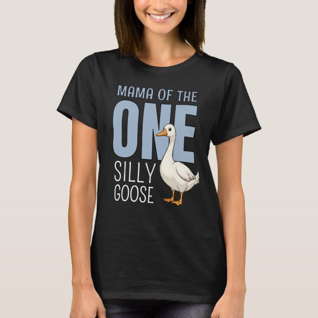 Custom Blue Mama of the One Silly Goose Birthday T-Shirt (Vorderseite)