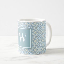 Custom Blue Medallion Mit Monogramm Coffee Tasse