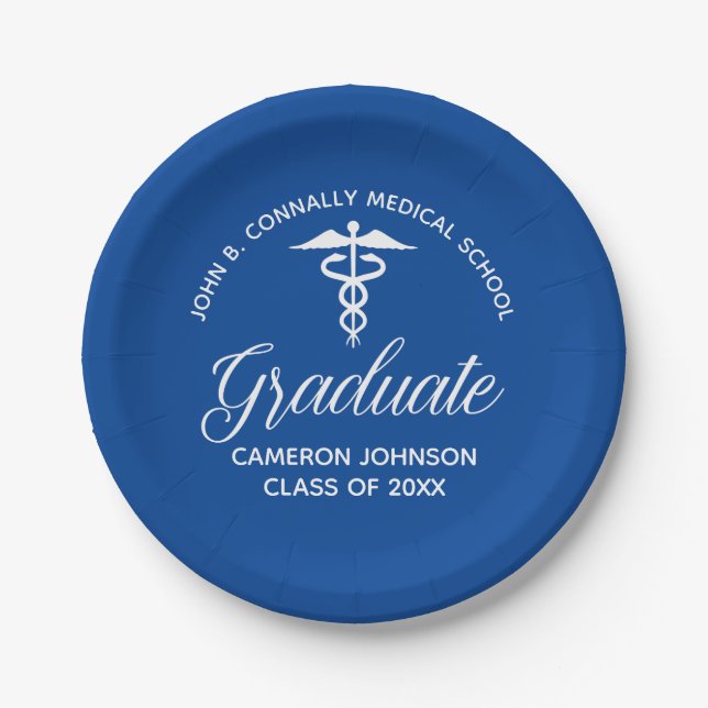 Custom Blue Medical School Graduation Party Pappteller (Vorderseite)