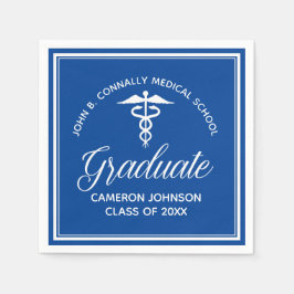 Custom Blue Medical School Graduation Party Serviette