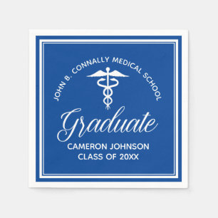 Custom Blue Medical School Graduation Party Serviette