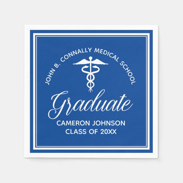 Custom Blue Medical School Graduation Party Serviette (Vorderseite)