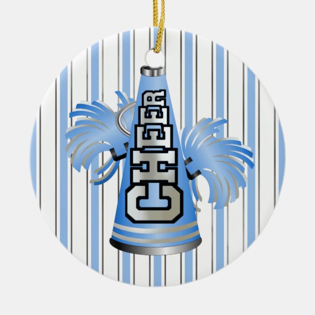 Custom Blue Megaphone Cheerleader Ornament (Vorne)