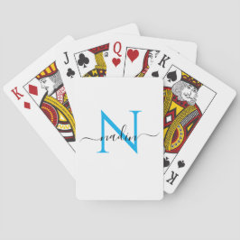 Custom Blue Monogram Name Playing Cards Spielkarten