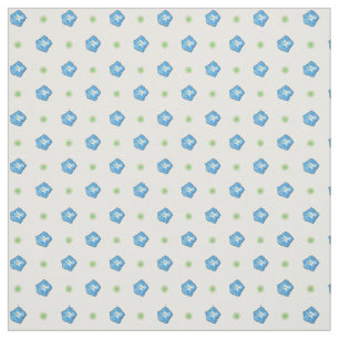 Custom Blue Morning Glory Floral Polka Dot Fabric Stoff