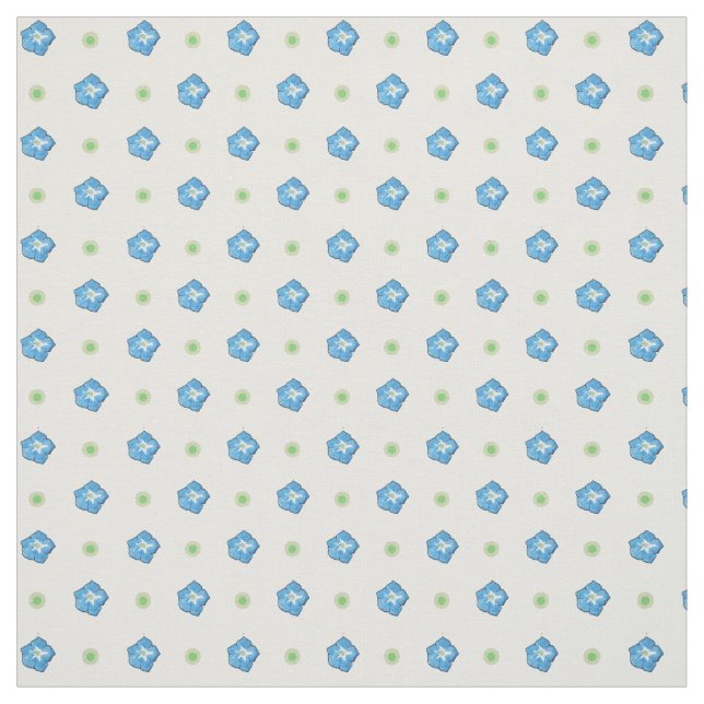 Custom Blue Morning Glory Floral Polka Dot Fabric Stoff (Muster)