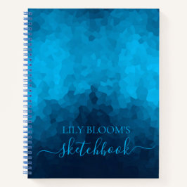 Custom Blue Mosaic Geometric Pattern Notizbuch