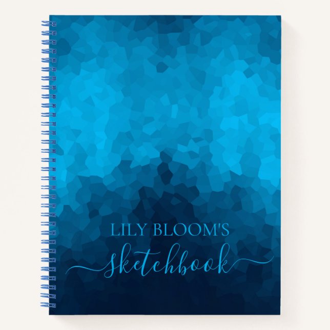 Custom Blue Mosaic Geometric Pattern Notizbuch (Vorderseite)
