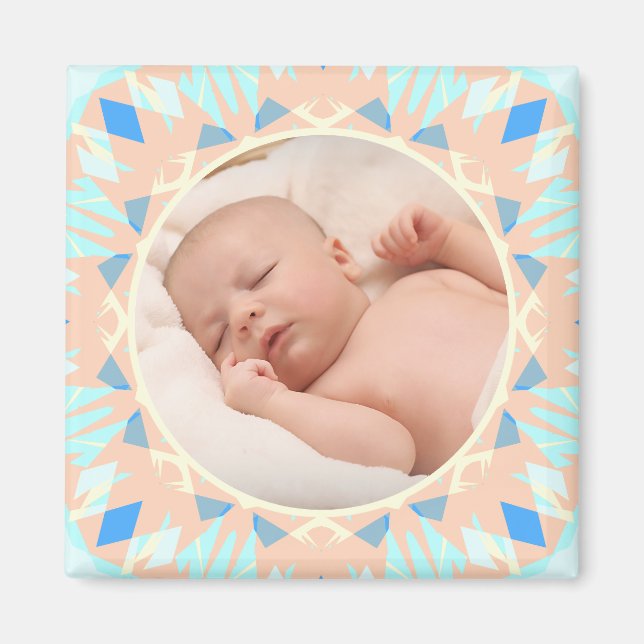 Custom Blue Mother Day New Mum Baby Foto Geschenk Magnet (Vorne)