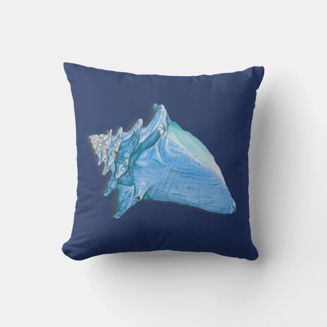 Custom Blue Muscheln Nautic Seashell Watercolor Kissen (Vorderseite)