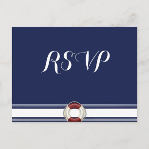 Custom Blue Nautical Wedding RSVP Postkarten