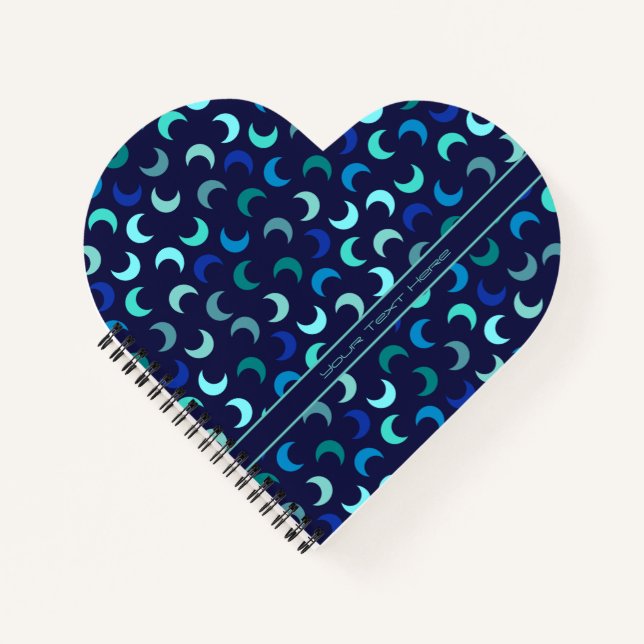 Custom Blue New Moon Muster Notizbuch (Vorderseite)