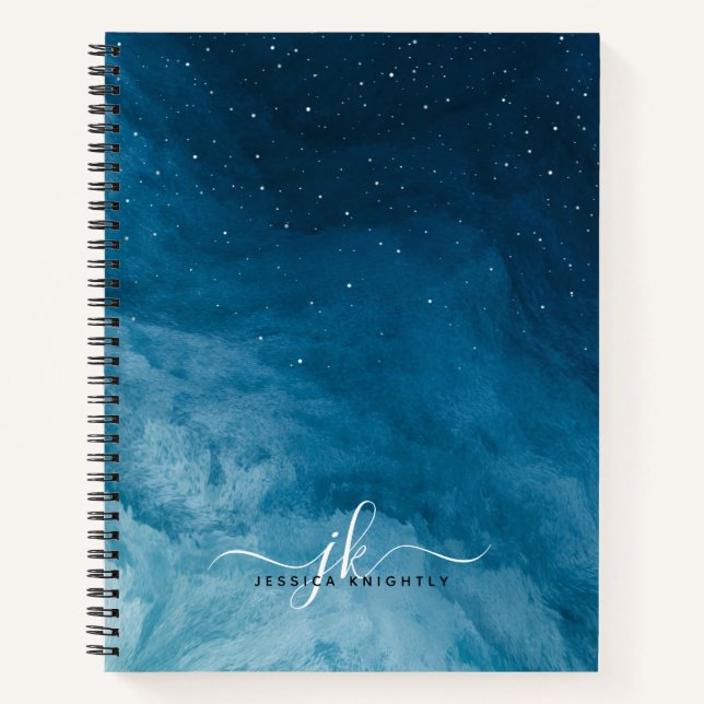 Custom Blue Night Sky Notebook mit Sternen Notizbuch (Vorderseite)