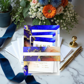 Custom Blue Orange Alcohol Tinte Einladung Bauch Einladungsbanderole