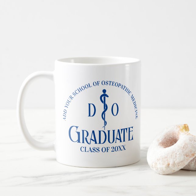 Custom Blue Osteopathic Medical School Abschluss Kaffeetasse (Mit Donut)