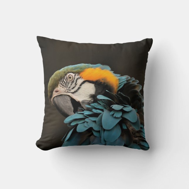 Custom Blue Parrot Pillow Kissen (Vorderseite)