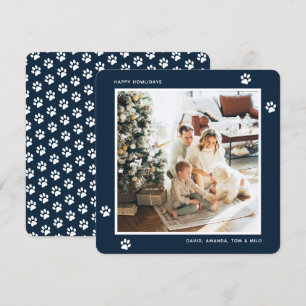 Custom Blue Paw Foto Happy Howlidays Cards Feiertagskarte
