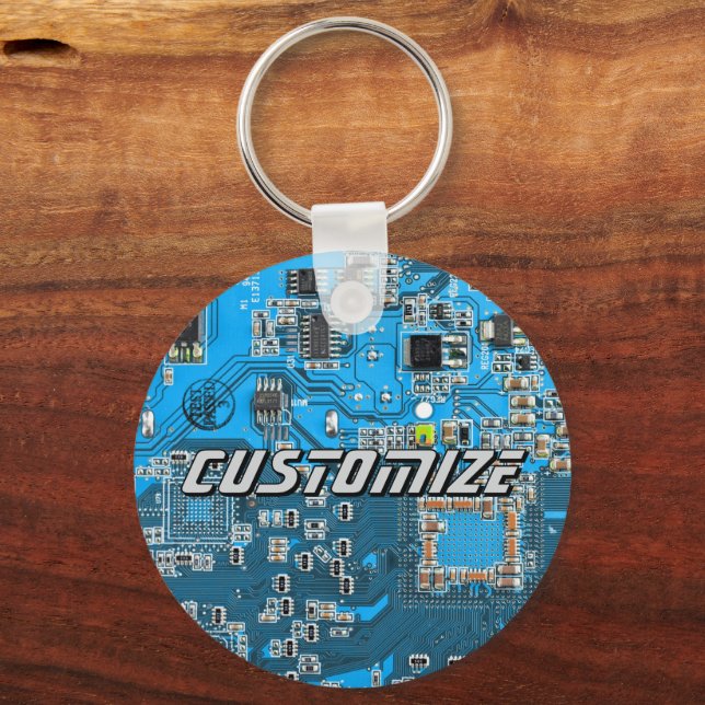 Custom Blue PCB Circuit Board for IT Pros 2 Schlüsselanhänger (Vorderseite)