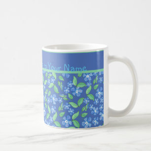 Custom Blue Periwinkles Ditsy Floral Muster Kaffeetasse
