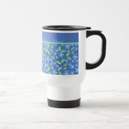 Custom Blue Periwinkles Ditsy Floral Muster Reisebecher
