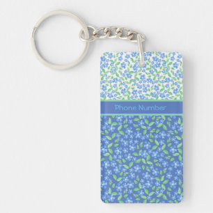 Custom Blue Periwinkles Ditsy Floral Muster Schlüsselanhänger
