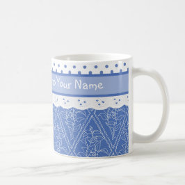 Custom Blue Periwinkles Polka Dots Imitate Spitze Tasse