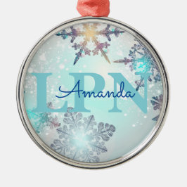 Custom Blue Personalized Name LPN Ornament Aus Metall