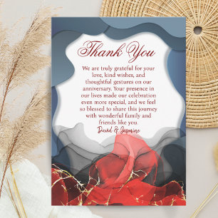 Custom Blue & Red Abstrakt Wedding Jubiläum Dankeskarte