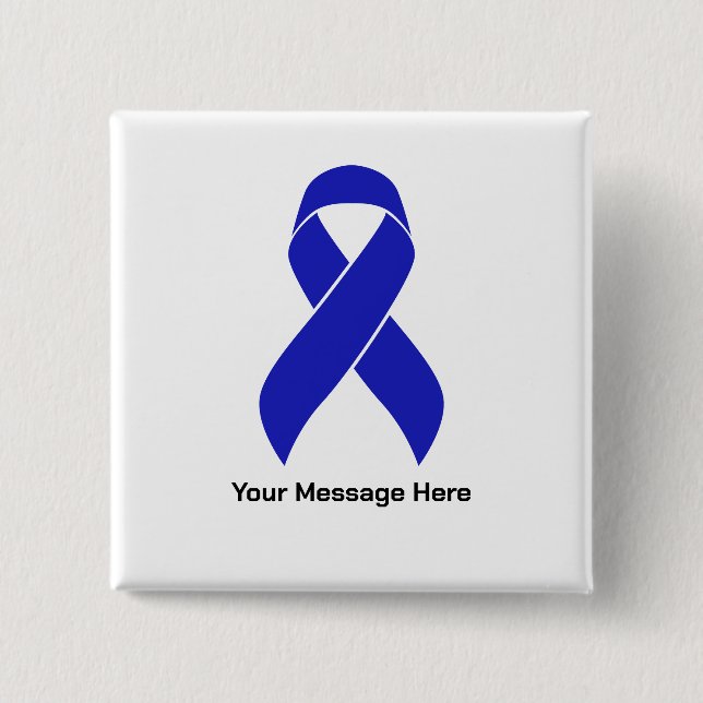 Custom Blue Ribbon Colon Cancer Awareness Button (Vorderseite)