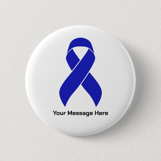 Custom Blue Ribbon Colon Cancer Awareness Button (Vorderseite)