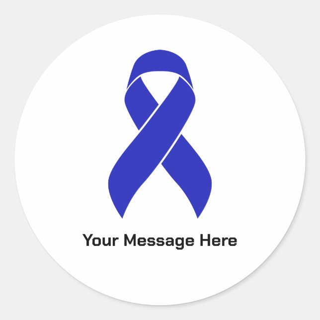 Custom Blue Ribbon Colon Cancer Awareness Runder Aufkleber (Vorderseite)