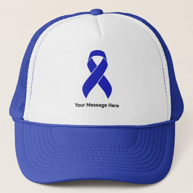 Custom Blue Ribbon Colorectal Cancer Awareness Truckerkappe (Vorderseite)