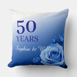 Custom Blue Rose Jubiläum Geschenk Jahre und Namen Kissen