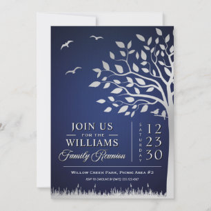 Custom Blue Silver Family Wiedersehen Einladung