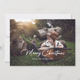 Custom Blue Snow Stars Foto Weihnachtskarten Feiertagskarte