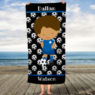 Custom Blue Soccer Boys KinderPersonalisieren Sie  Badehandtuch
