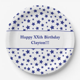Custom Blue Stars mit Message Birthday Party Pappteller