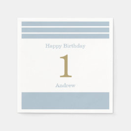 Custom Blue Stripes Baby Boy Geburtstag Napkins Serviette