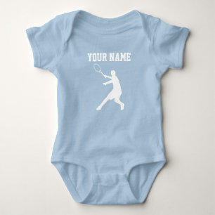 Custom Blue Tennis Sports Jersey Baby Bodysuit Strampler