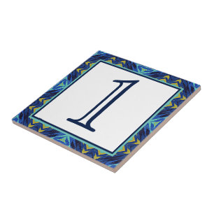 Custom Blue Turquoise Green Stam Art House Nummer Fliese