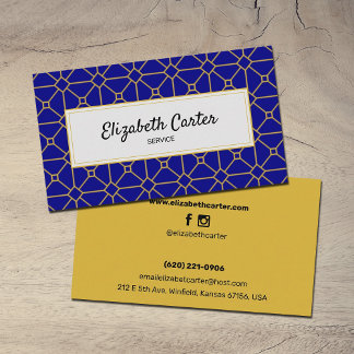 Custom Blue und Gold Moderne und Elegant Visitenkarte