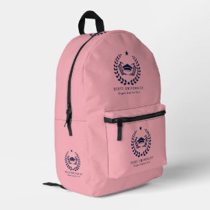 Custom Blue University Logo Rosa Hintergrund Bedruckter Rucksack