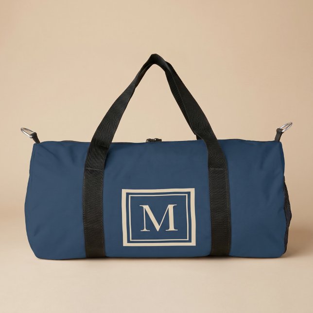 Custom Blue & Vanilla Framed Monogram Duffle Bag (Von Creator hochgeladen)