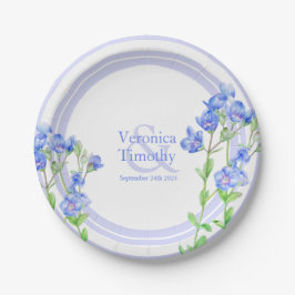 Custom blue Veronica Speedwell Aquarell Blume Pappteller