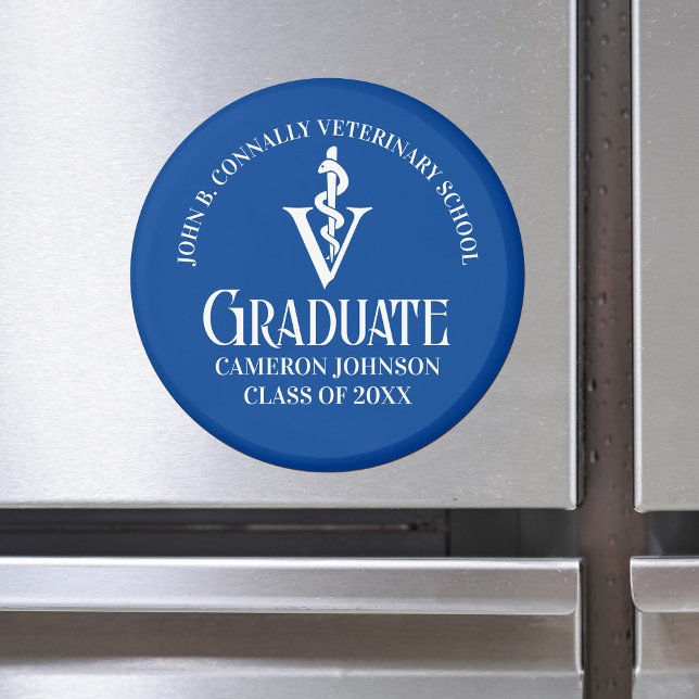 Custom Blue Veterinary School Abschluss Magnet (Von Creator hochgeladen)