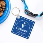 Custom Blue Veterinary School Abschluss Schlüsselanhänger<br><div class="desc">Dieser benutzerdefinierte blaue tierärztliche Abschluss-Schlüsselanhänger weist eine weiße Typografie für eine Klasse von 2024-Absolvent. Passen Sie mit Ihrem geschlossen Jahr unter der medizinischen Kadukus für ein großes personalisiertes Tiergeschenk an.</div>