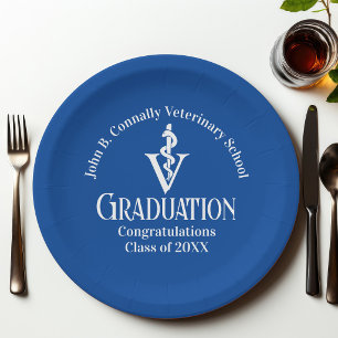 Custom Blue Veterinary School Graduation Party Pappteller